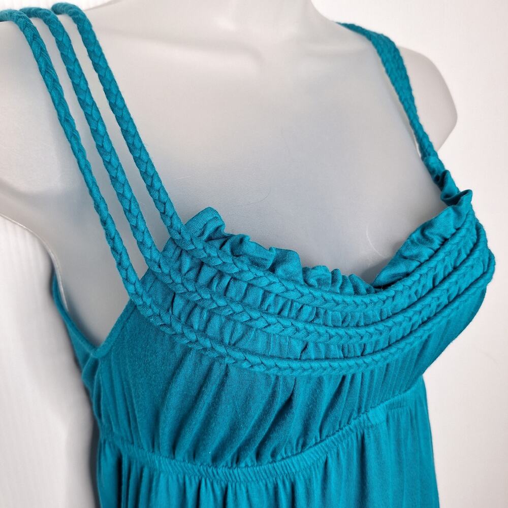 Y2K Delia's Ruffle Babydoll Dress Small Fairy Grunge Aqua Teal Regency Milkmaid